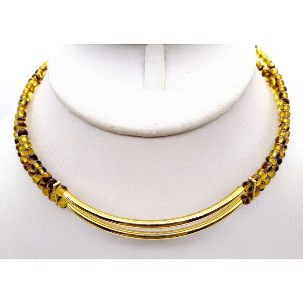 Chic Beaded Memory Wire Choker from Liz Claiborne, Vintage Double Strand Necklac